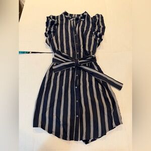 Lucky Brand Navy and Cream Vertical Stripe Dress